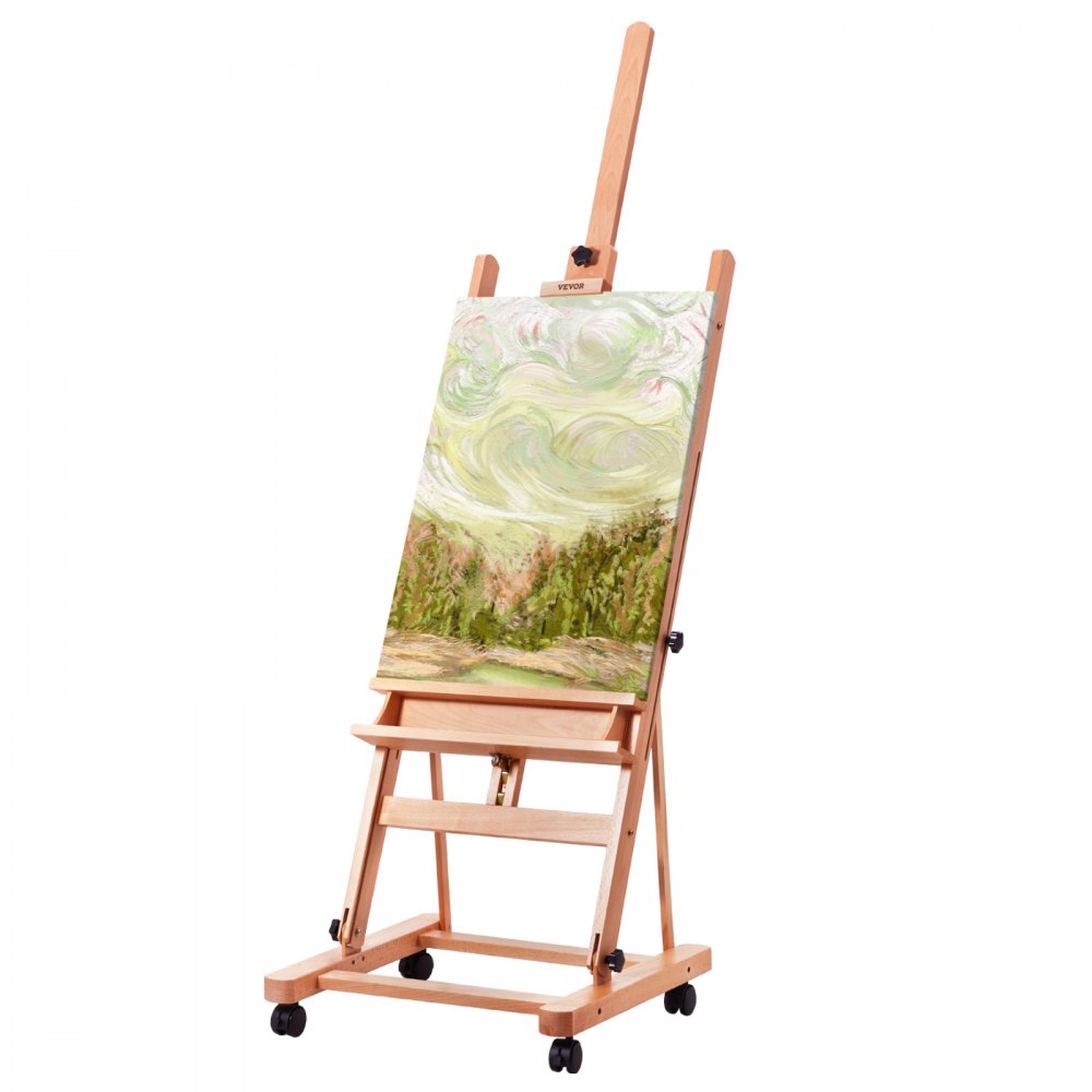 VEVOR Studio H-Frame Easel Holds Canvas Art up to 48" Beechwood Artists Easel - ZJSHJ120140CKPMNZV0