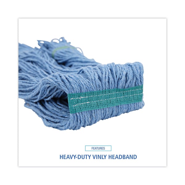 Cabeza de trapeador húmedo Boardwalk Super Loop, fibra de algodón/sintética, diadema de 1 pulgada, tamaño mediano, color azul - BWK502BLNB