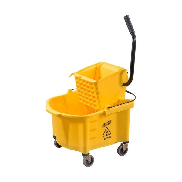 Combinación de Cubeta Escurridora para Trapeador Genuine Joe, 3in Ruedas, 26 qt., Amarillo - GJO60466