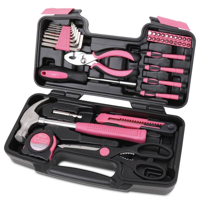 Juego de herramientas generales Apollo en color rosa (39 piezas) - DT9706P
