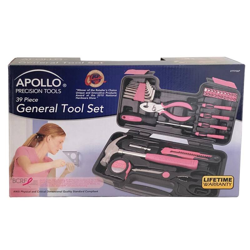 Juego de herramientas generales Apollo en color rosa (39 piezas) - DT9706P