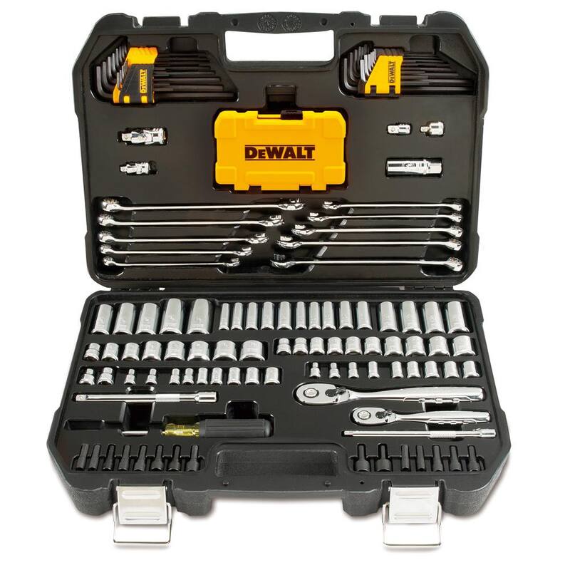 DEWALT Taladro de martillo inalámbrico sin escobillas 20V MAX XR de 3 velocidades de 1/2 pulgadas, juego de herramientas con mecanismo (142 piezas), y (2) baterías de 20V 5.0Ah - DCD996P2wMT