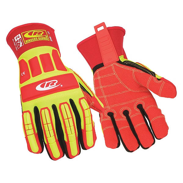 Guantes de Impacto Resistentes a Cortes Hi-Vis de Ringers, Nivel de Corte A4, color Limón, Talla S - 299-08.
