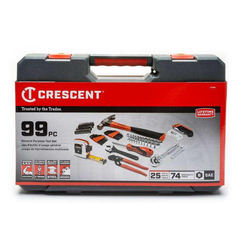 Juego de herramientas Crescent de uso general de 1/4 de pulgada (99 piezas) - CTK99
