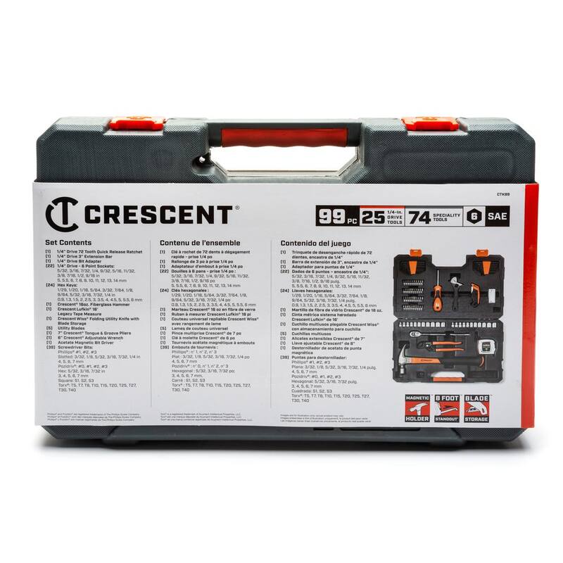 Juego de herramientas Crescent de uso general de 1/4 de pulgada (99 piezas) - CTK99