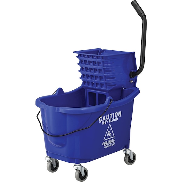 Combinación de cubeta y exprimidor de trapeador Global Industrial, azul, plástico - 260594BL