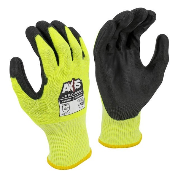 Radians Radians¬Æ Guantes con palma de PU resistente al corte Axis‚Ñ¢, amarillo/ negro de alta visibilidad, 2XL, 1 par - RWG558XXL