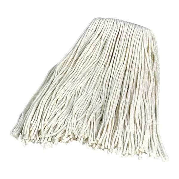Cabeza de trapeador plano Carlisle Foodservice de 18 pulgadas, Conexión de Cambio Rápido, Extremo Cortado, Color Blanco, Rayón, Paquete de 12 - 369074B00