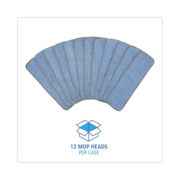 Trapo para trapear Boardwalk de 18 pulgadas x 5 pulgadas, conexión de gancho y bucle, azul, microfibra, paquete de 12 - BWKMFM185BCFDZ