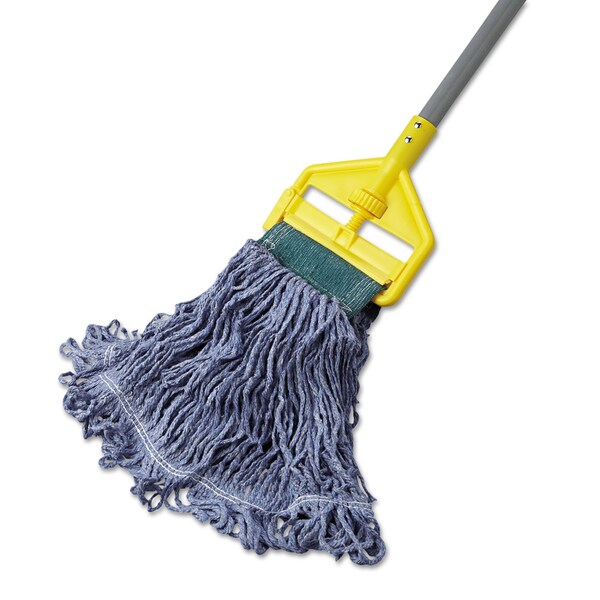 Trapeador Húmedo de 5 pulgadas con bucle de extremo de Rubbermaid Commercial, Azul, Algodón/Sintético, Paquete de 6, FGD25206BL00 - FGD25206BL00