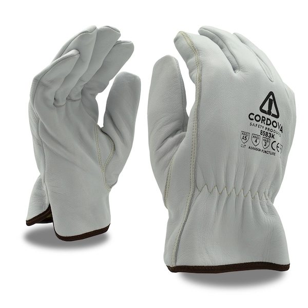 Guantes de corte resistente de piel de cabra premium, talla M, A5, paquete de 12 - 8583KM