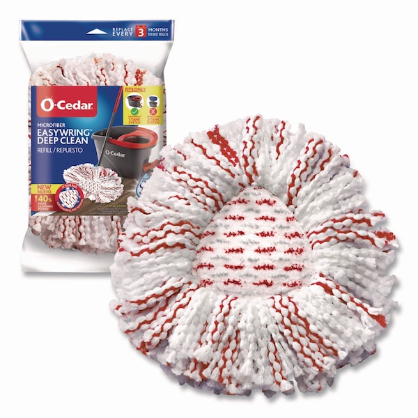 Recambio para Limpieza Profunda O-Cedar EZWring, Microfibra Patentada, Tamaño para Sistemas de Trapeador EZ Wring, Rojo/Blanco, Paquete de 4 - 170500CT