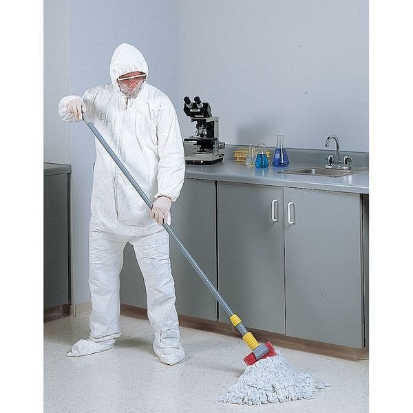 Trapo húmedo de 5 pulgadas Rubbermaid Commercial, con 20 onzas de peso seco, conexión lateral de compuerta, de extremo en bucle, blanco, de poliéster/rayón - FGT30000WH00