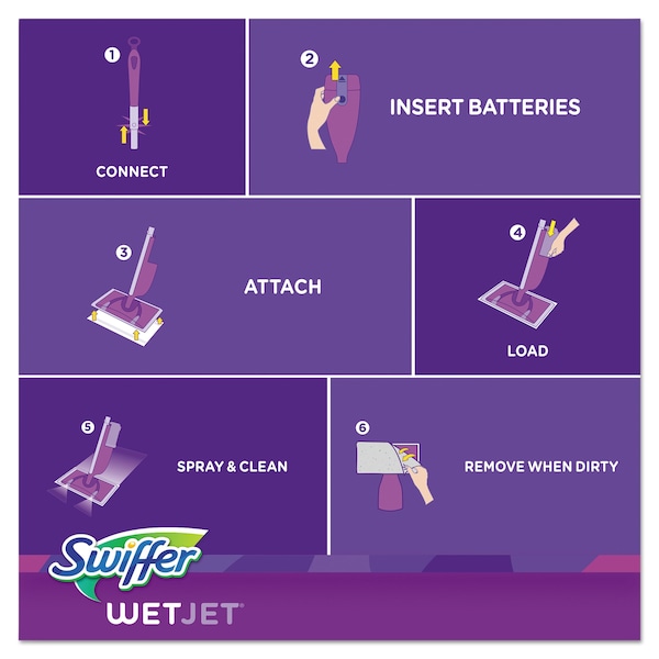 Kit de inicio para trapeador Swiffer Wetjet Mop de 46 pulgadas, blanco, paño - 92811KT