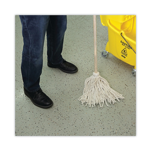 Traperos para mango/cubierta Boardwalk, cabeza de algodón blanco #12, mango de madera natural de 48", paquete de 6 - BWK112C