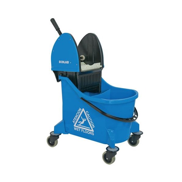 Cubo exprimidor de trapeador de doble cámara Ecolab Food Safety Blue Dual Chamber Down Press Wringer Mop Bucket - 89990207