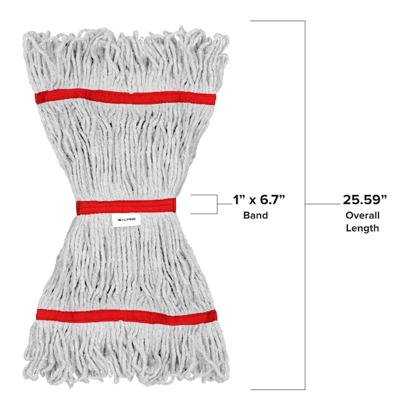 Cabeza y Cola de Banda de 1 pulgada de 16oz para Trapeador de Algodón Rojo de Alpine Industries - ALP301-01-1R