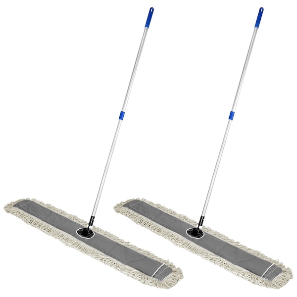 Juego de trapeador de polvo/seco para piso de algodón de 48 pulgadas de Alpine Industries, paquete de 2 - ALP434-48-2PK
