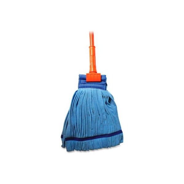 Trapo húmedo de microfibra Sp Richards Genuine Joe con mango de agarre de 60", cabeza azul mediano - GJO47537 - GJO47537