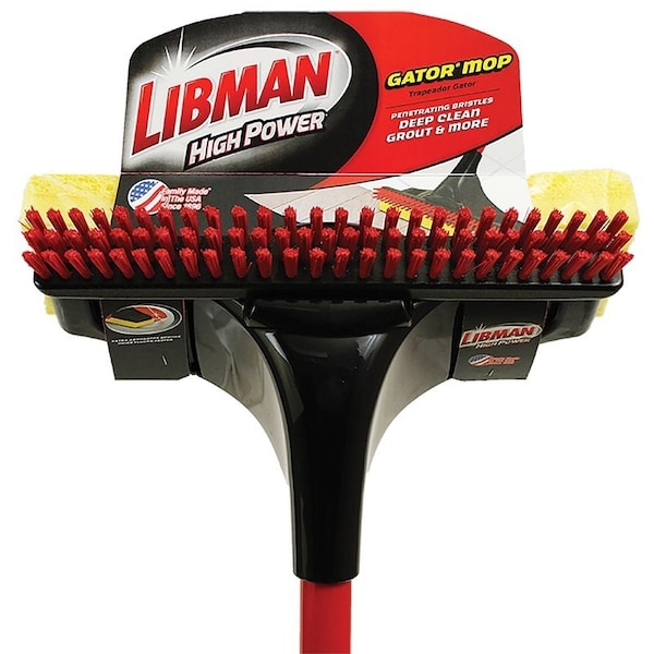 Trapo trapeador Libman Big Gator de The Libman Co, marco de 11 pulgadas de ancho, 55-7/8 pulgadas de longitud total, cabeza de trapeador de esponja, sistema de ajuste rápido, mango de acero - 3958