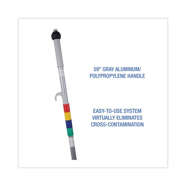 Sistema de trapeador de microfibra sin balde Boardwalk, cabezal de 5 x 18 pulgadas, mango de 59 pulgadas, Azul/Gris - BWKBWMS16MFM