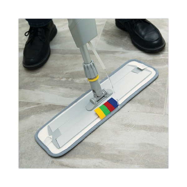 Sistema de trapeador de microfibra sin balde Boardwalk, cabezal de 5 x 18 pulgadas, mango de 59 pulgadas, Azul/Gris - BWKBWMS16MFM
