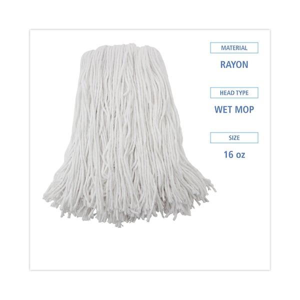 Trapo para Piso Húmedo Boardwalk con Extremo Cortado, Blanco, Rayon, Paquete de 12, BWK216RCT - BWK216RCT