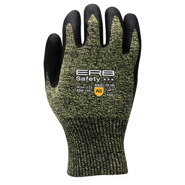 Guante de Aramida con recubrimiento de Nitrilo, Nivel de Corte ANSI A5, Talla XL, PR - 22488 de Erb Safety Republic.