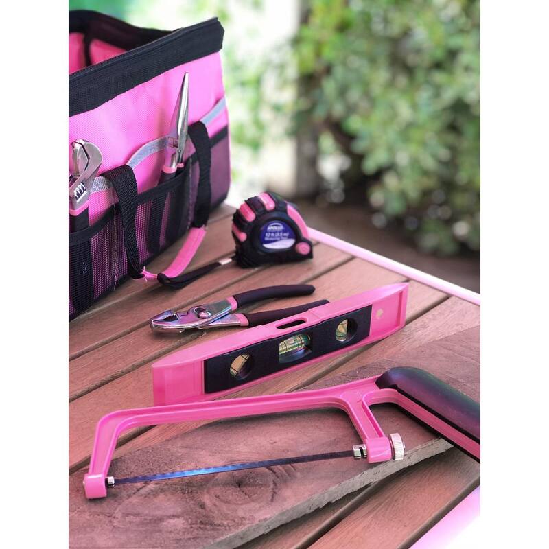 Juego de Herramientas para el Hogar Apollo en Bolsa de Herramientas de Lona Suave, Color Rosa (201 Piezas) - DT0020P