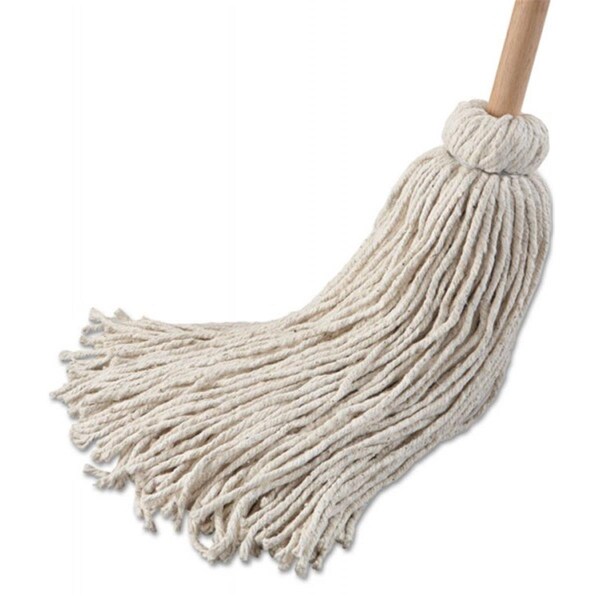 Mango 54 in. Mango de madera - Mopa para cubierta de 32 oz con cabeza de fibra de algodón - 6 por paquete - PI3193397