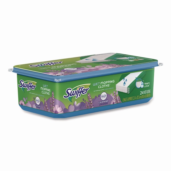 Trapo para trapeador húmedo Swiffer Sweeper TRAP + LOCK, 8 x 10, blanco, aroma a lavanda, paquete de 24 - 15846