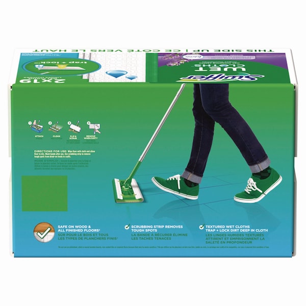Trapo trampa y bloqueo para trapeador húmedo Swiffer Sweeper, 8 x 10, blanco, aroma a lavanda, paquete de 38 - 00743