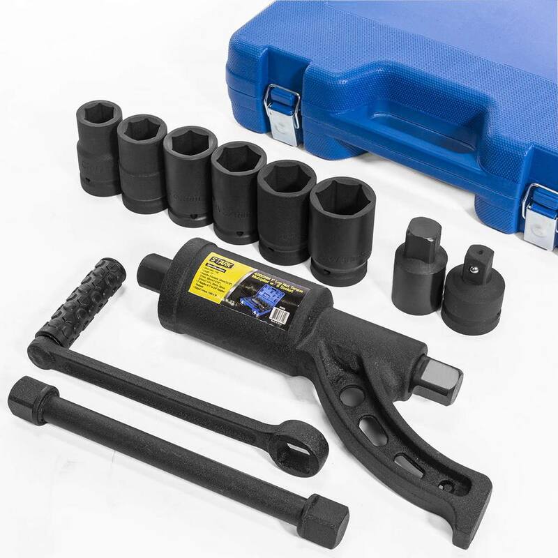Juego de herramientas XtremepowerUS de multiplicador de torque de 24 mm a 38 mm, pesado 4800 NM de llave con adaptadores y conectores de tuercas de rueda (8 piezas) - 18858-H1