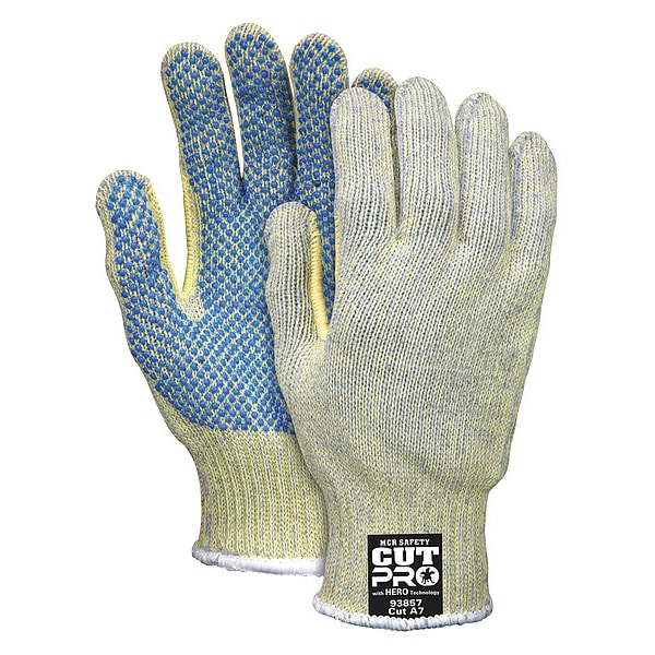 Guantes recubiertos resistentes al corte de Mcr Safety, Nivel de Corte A7, 7 ga, Amarillos, XL - 93857XL