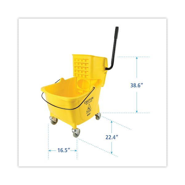 Cubeta y escurridor para trapeador Boardwalk de 35 qt, amarillo/plata, plástico/metal - 3485205