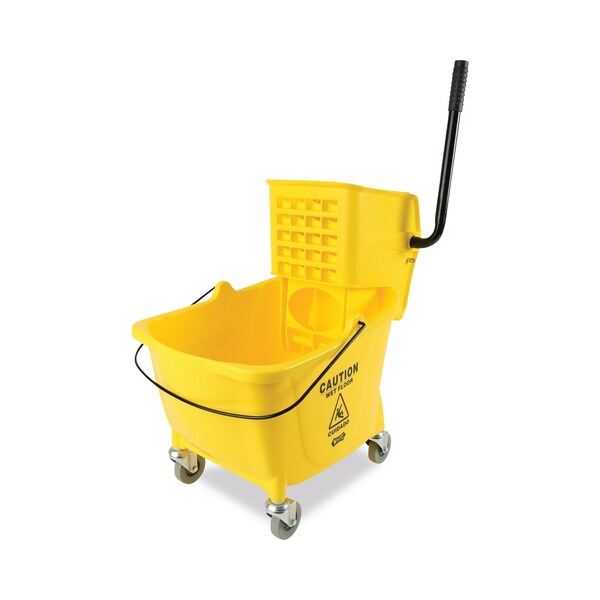 Cubeta y escurridor para trapeador Boardwalk de 35 qt, amarillo/plata, plástico/metal - 3485205