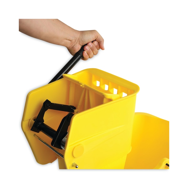 Cubeta y escurridor para trapeador Boardwalk de 35 qt, amarillo/plata, plástico/metal - 3485205