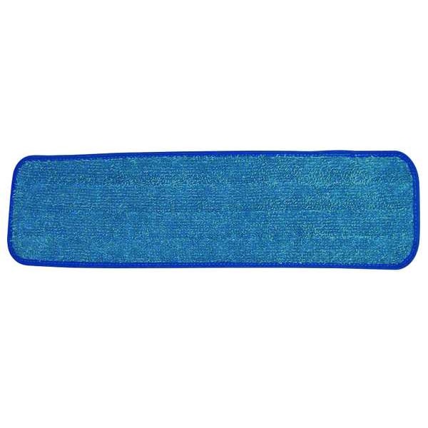 Almohadilla de trapear plana Tough Guy de 18 pulgadas, 16 onzas de peso en seco, conexión de gancho y lazo, extremo en bucle, color azul, de microfibra - 1TTY6