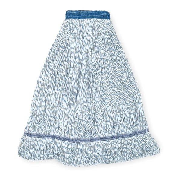 Mopa de Acabado de Tira Tough Guy 1-1/4 in, 22 oz de Peso Seco, Conexión Deslizante, Extremo con Lazos, Azul/Blanco, Rayón - 1TYY7