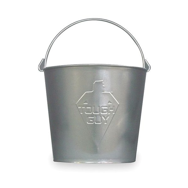 Cubeta redonda de acero galvanizado Zoro Select 3 1/2 gal, 11 pulgadas de alto, 11 13/64 pulgadas de diámetro, color plateado - 2MPE8