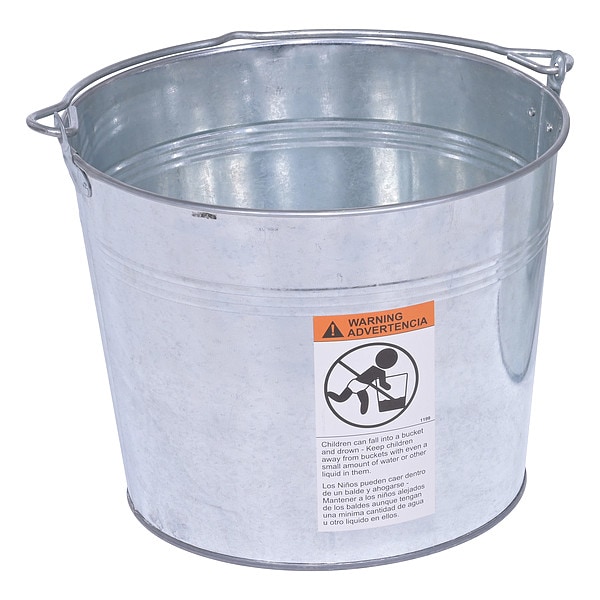 Cubo cónico redondo de 3.3 gal de Zoro Select, plateado, de acero - BKT-GAL-325