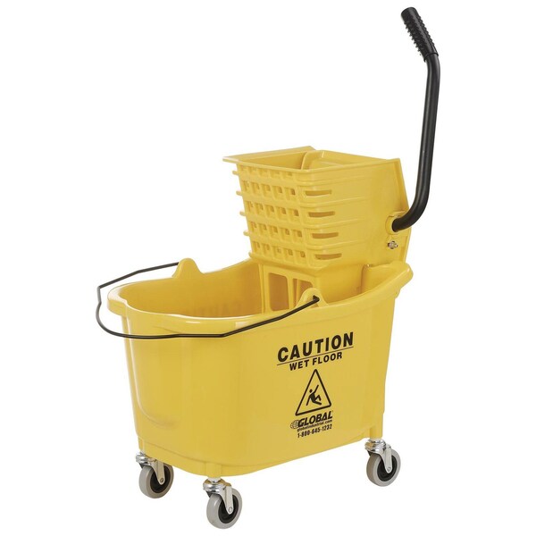 Cubo y escurridor combinado para trapeador Global Industrial, amarillo, de plástico - 260594