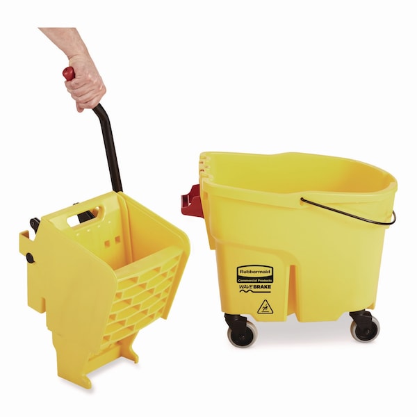 Combinación de Cubeta y Escurridor de Trapeador de 26 qt Rubbermaid Commercial, Amarilla, de Plástico - FG748000YEL