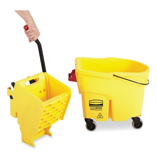 Combinación de Cubeta y Escurridor de Trapeador de 26 qt Rubbermaid Commercial, Amarilla, de Plástico - FG748000YEL