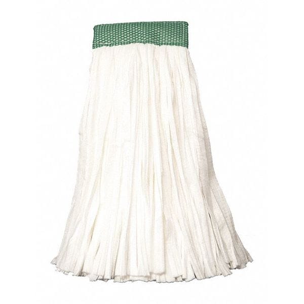Cabezal para trapeador húmedo de 5 pulgadas Tough Guy, peso seco de 22 oz, conexión de abrazadera, corte en el extremo, color blanco, poliéster - 13D097