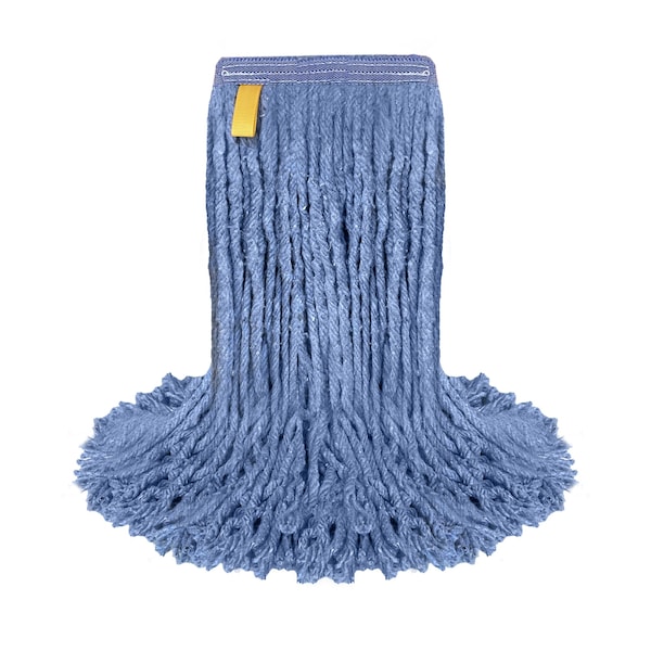 Relleno de Cabeza de Trapeador Húmedo Mezclado Kleen Handler 16 Oz Cut-End con Banda Universal de 1.25 Pulgadas, Azul - KHES-CEM-BD-BL-16-1