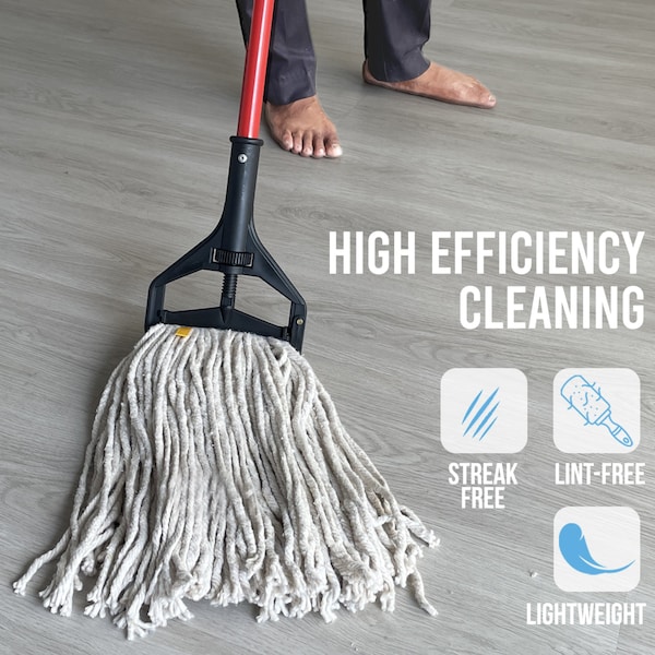 Recambio de trapeador húmedo de algodón Kleen Handler de 16 onzas, con cabeza cortada, banda universal de 1.25 pulgadas, recarga de trapeador de algodón natural - KHES-CEM-CO-N-16-1