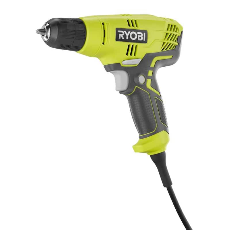 RYOBI Taladro/destornillador compacto con cable de 5.5 A y velocidad variable de 3/8 pulg con bolsa - D43K