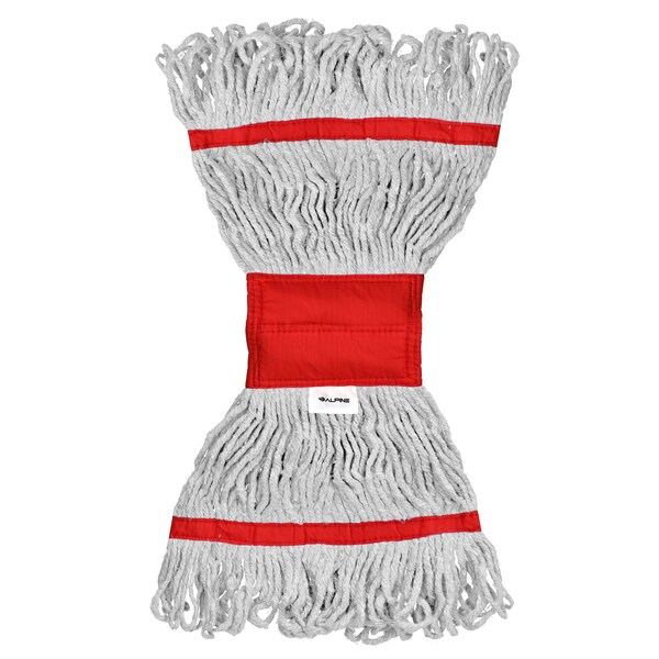Cabeza y cola de trapeador de algodón de 16oz con banda de bucle Alpine Industries 5in, roja - ALP301-01-5R