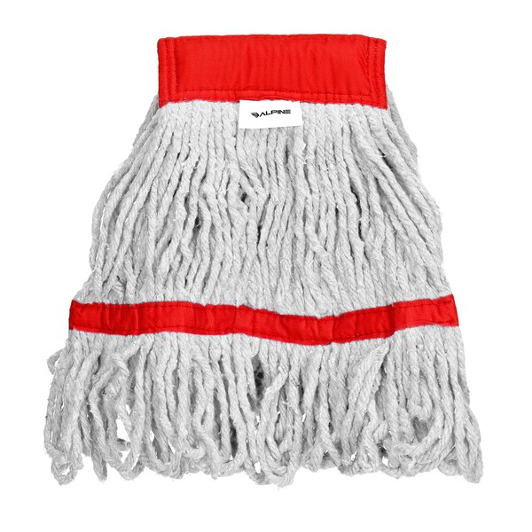 Cabeza y cola de trapeador de algodón de 16oz con banda de bucle Alpine Industries 5in, roja - ALP301-01-5R